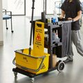 Lavex Black Janitor Cart and Microfiber Wet Mop Kit 274JC3MFBKKT